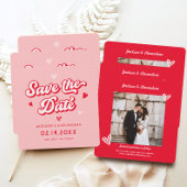 赤とピンクのヴァレンティ結婚ンの写真 セーブザデート