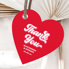 赤とピンクのヴァレンティ結婚ーズ・サンキュー フェイバータグ