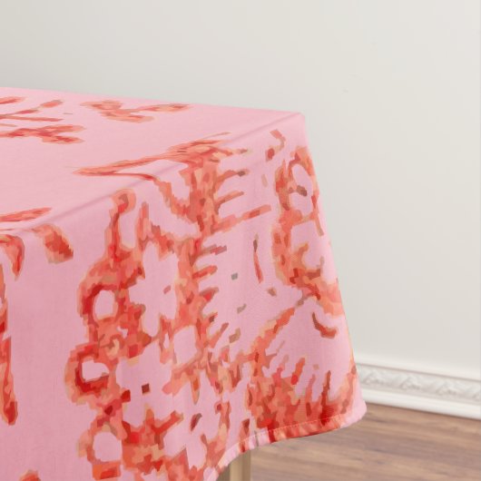 赤とピンクのヴィンテージの花のパターン テーブルクロス (インサイチュ)