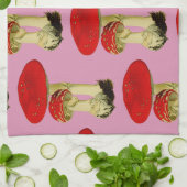 赤とピンクのヴィンテージ キッチンタオル (折り畳み)