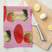 赤とピンクのヴィンテージ キッチンタオル (四つ折り)