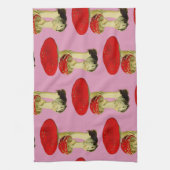 赤とピンクのヴィンテージ キッチンタオル (縦)