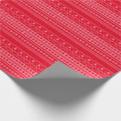 赤とピンクの北欧セーターのクリスマスパターン ラッピングペーパー (角)