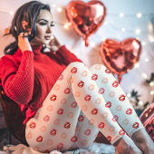 赤とピンクの口紅キスプリント レギンス