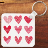赤とピンクの可愛いハートと文字 キーホルダー (裏面)