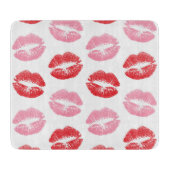 赤とピンクの唇、唇のパターン、口紅、キス カッティングボード (正面)