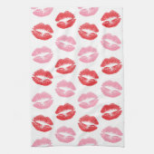 赤とピンクの唇、唇のパターン、口紅、キス キッチンタオル (縦)