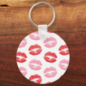 赤とピンクの唇、唇のパターン、口紅、キス キーホルダー (正面)