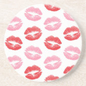 赤とピンクの唇、唇のパターン、口紅、キス コースター (正面)