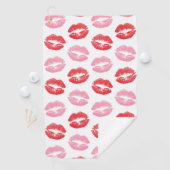 赤とピンクの唇、唇のパターン、口紅、キス ゴルフタオル (インサイチュ)