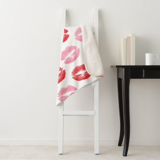 赤とピンクの唇、唇のパターン、口紅、キス シェルパブランケット (インサイチュ)