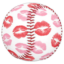 赤とピンクの唇、唇のパターン、口紅、キス ソフトボール