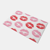 赤とピンクの唇、唇のパターン、口紅、キス ドアマット (アングル)
