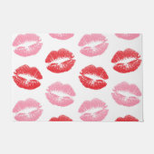 赤とピンクの唇、唇のパターン、口紅、キス ドアマット (正面)