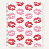 赤とピンクの唇、唇のパターン、口紅、キス ノートブック (正面)