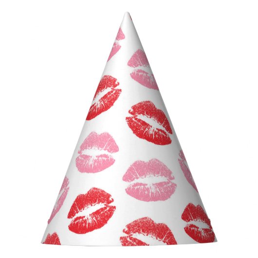 赤とピンクの唇、唇のパターン、口紅、キス パーティーハット (正面)