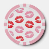 赤とピンクの唇、唇のパターン、口紅、キス ポーカーチップ (正面)