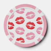 赤とピンクの唇、唇のパターン、口紅、キス ポーカーチップ (裏面)