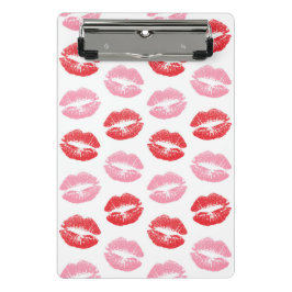 赤とピンクの唇、唇のパターン、口紅、キス ミニクリップボード