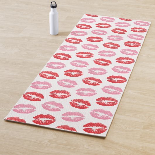赤とピンクの唇、唇のパターン、口紅、キス ヨガマット (インサイチュ)