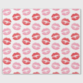 赤とピンクの唇、唇のパターン、口紅、キス ラッピングペーパー (フラット)