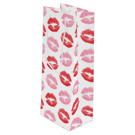赤とピンクの唇、唇のパターン、口紅、キス ワインギフトバッグ