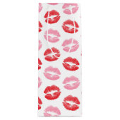 赤とピンクの唇、唇のパターン、口紅、キス ワインギフトバッグ (正面)