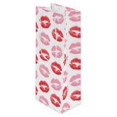 赤とピンクの唇、唇のパターン、口紅、キス ワインギフトバッグ (正面アングル)