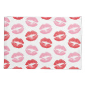 赤とピンクの唇、唇のパターン、口紅、キス 枕カバー (裏面)