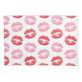 赤とピンクの唇、唇のパターン、口紅、キス 枕カバー (正面)