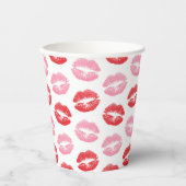 赤とピンクの唇、唇のパターン、口紅、キス 紙コップ (正面)