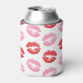 赤とピンクの唇、唇のパターン、口紅、キス 缶クーラー (缶正面)