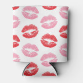 赤とピンクの唇、唇のパターン、口紅、キス 缶クーラー (正面)