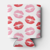 赤とピンクの唇、唇のパターン、口紅、キス 缶クーラー (裏面)