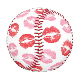 赤とピンクの唇、唇のパターン、口紅、キス 野球ボール