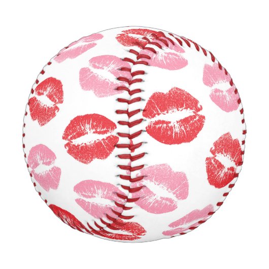 赤とピンクの唇、唇のパターン、口紅、キス 野球ボール (アングル)