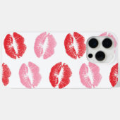 赤とピンクの唇、唇のパターン、口紅、キス Case-Mate iPhoneケース (裏面 (横))