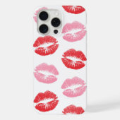 赤とピンクの唇、唇のパターン、口紅、キス iPhoneケース (裏面)