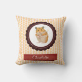 赤とピンクの女の子ハムスター クッション (正面)