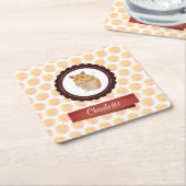 赤とピンクの女の子ハムスター スクエアペーパーコースター (アングル)