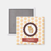 赤とピンクの女の子ハムスター マグネット (正面/裏面)