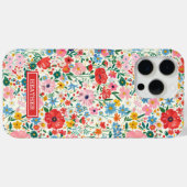 赤とピンクの小さな花のモノグラム入り Case-Mate iPhoneケース (裏面 (横))