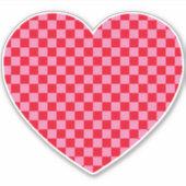 赤とピンクの市松模様にハート シール (正面)