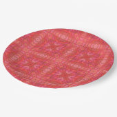 赤とピンクの幾何学的な三角形とダイヤモンド ペーパープレート (アングル)