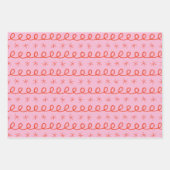 赤とピンクの幾何学的抽象芸術クリスマス ラッピングペーパーシート (正面2)