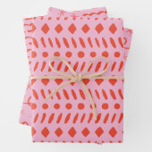 赤とピンクの幾何学的抽象芸術クリスマス ラッピングペーパーシート (インサイチュ)