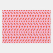 赤とピンクの幾何学的抽象芸術クリスマス ラッピングペーパーシート (正面)