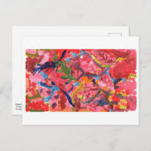 赤とピンクの抽象芸術と青のハイライト葉書 ポストカード (正面/裏面)