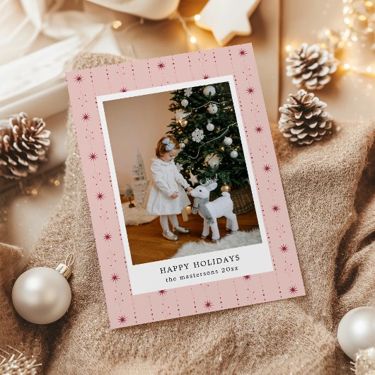 赤とピンクの星の壁紙フォトホリデーカード シーズンカード