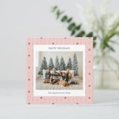 赤とピンクの星の壁紙写真ホリデーカード シーズンカード (スタンド正面)